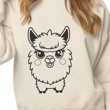 An SVG design featuring a stylized depiction of an alpaca, a type of domesticated mammal native to the Andean region.