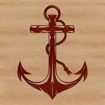 A nautical anchor design featuring a classic anchor shape with ropes and chains.