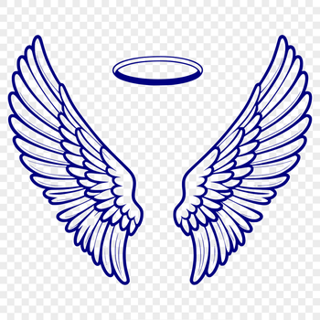 A pair of angel wings in vector design with a halo.