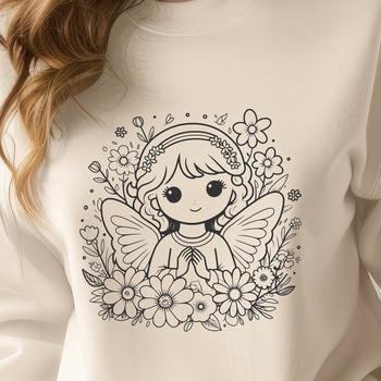 A stylized digital representation of a celestial being with wings.