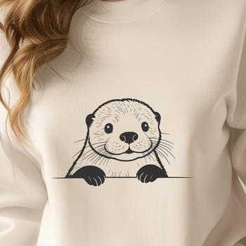 An adorable otter with a curious expression, suitable as clip art for vector designs and templates.