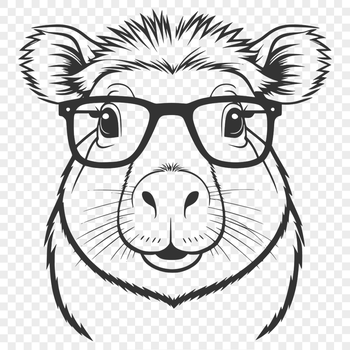 A detailed illustration of a capybara wearing glasses.