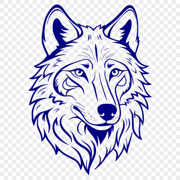 Vector graphic representation of a wolf's face.
