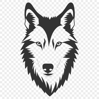 A close-up illustration of a wolf's head with detailed fur texture and realistic features.