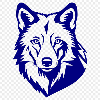 A wolf's head, depicted in vector art style, suitable for various uses including stencils and clip art.