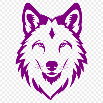 A detailed illustration of a wolf's head in vector format.