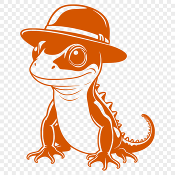 A digital illustration of a salamander wearing a hat.