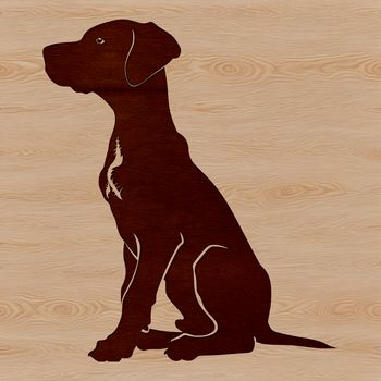 A stylized illustration of a sitting Great Dane dog.