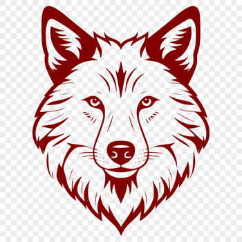 Illustrative representation of a wolf's head, suitable for vector design and cutting machine applications.