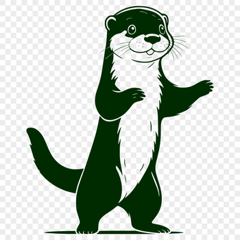 A digital illustration of a playful otter in a natural environment.