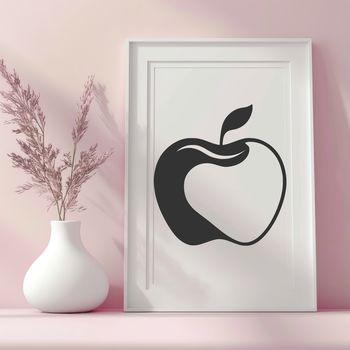 Illustrative representation of a red apple with stem.