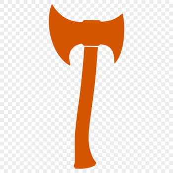 A metallic axe head with handle, designed as a vector graphic.