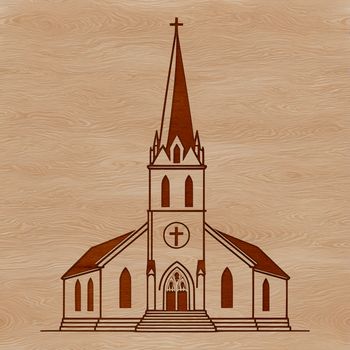 Baptist church building design in a vector format suitable for digital cutting and laser engraving.