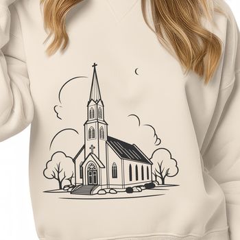 SVG design of a Baptist church exterior with detailed architecture, ideal for vector art projects.