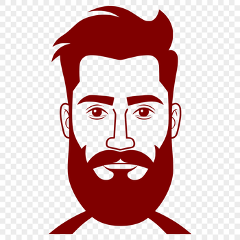 A silhouette illustration of a mature man with facial hair.