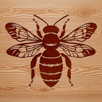 A detailed illustration of a busy bee flying near a flower.
