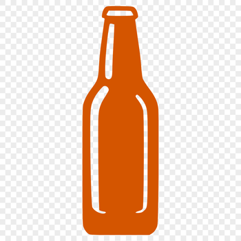 A detailed illustration of a bottle of beer with a transparent background.