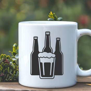 Vector graphic of a bottle with a beer pouring into a glass.