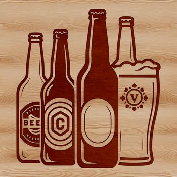A stylized illustration of a glass filled with beer, designed as a vector graphic for digital use.
