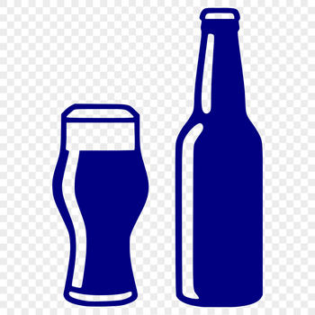 A 2D illustration of a beer bottle with frothy head.