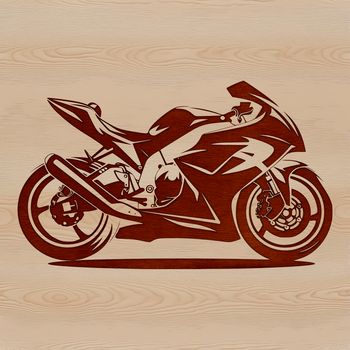 Illustrated vector design of a motorcycle with sleek lines and stylized elements.