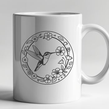Illustrative vector art of a hummingbird with intricate details, suitable for digital design and crafting.