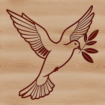 A realistic illustration of a dove in flight, suitable for religious or inspirational contexts.