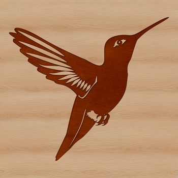 A detailed illustration of a hummingbird in mid-flight, highlighting its iridescent feathers.