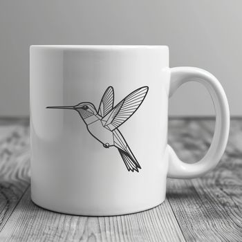 A colorful illustration of a hummingbird in flight, depicted as a vector graphic with intricate details.