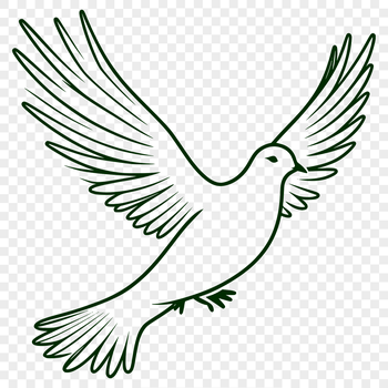 A simplified illustration of a dove with gentle features, suitable for various uses including digital design and crafting.