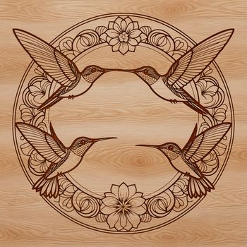 A colorful hummingbird perched on a floral arrangement, ideal for use in crafting and design projects.