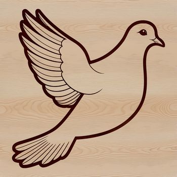 A detailed illustration of a white dove with delicate features, suitable for cutting or laser engraving.