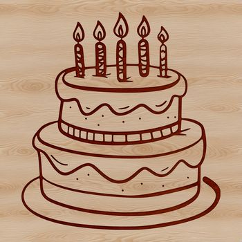 A colorful illustration of a birthday cake with candles and decorations, suitable for various occasions.