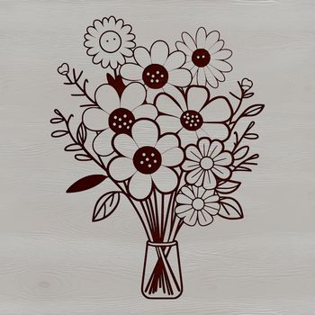 A colorful bouquet of flowers arranged in a circular pattern.