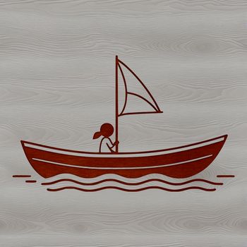 A graphic illustration of a sailboat with clean lines and minimalist design.