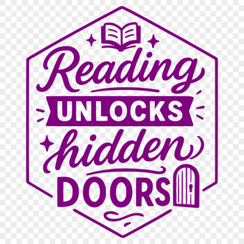 Illustrative quote about reading with a book silhouette in vector format.