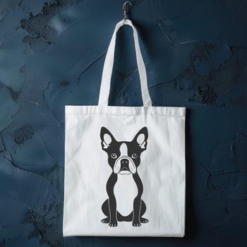 A sitting Boston Terrier breed dog, suitable for use in vector art designs.
