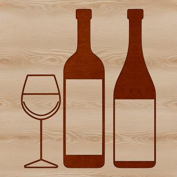 A wine bottle held in a glass with a pouring spout.