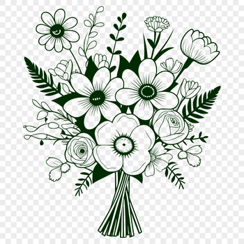 A digital bouquet of flowers designed with precision vector art, ideal for cutting machines like Cricut.