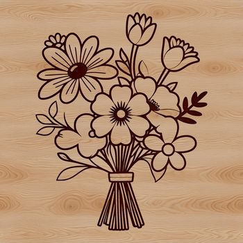 A bouquet of flowers arranged in a traditional style with multiple blooms, ideal for crafting or digital design.