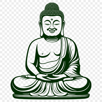 A high-resolution SVG illustration of the Buddha in meditation pose, suitable for vector design projects.