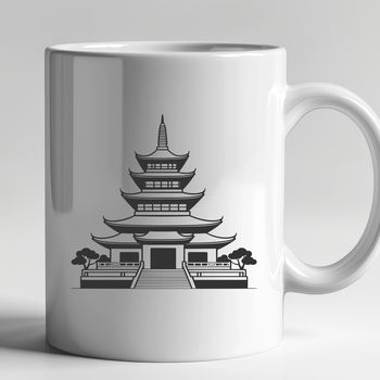 Buddhist temple architecture with intricate details, suitable for vector design projects.