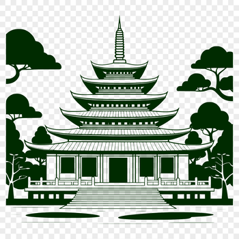 Buddhist temple architecture in a vector format, suitable for various design applications.