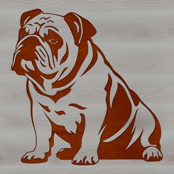 A vector illustration of a sitting bulldog with detailed features.