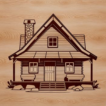 A cozy cabin illustration created as a scalable SVG file.