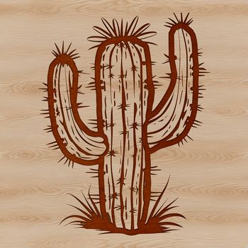 A stylized illustration of a desert plant with sharp spines, ideal for vector graphics.