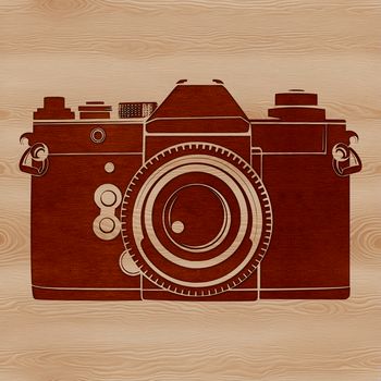 A high-resolution digital camera with lens and body.