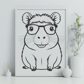 An anthropomorphic capybara character wearing glasses in a digital vector format.