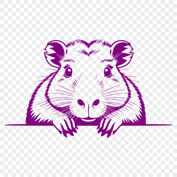 A close-up illustration of a capybara peeking out from behind a plant.