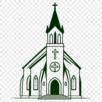 Illustration of a traditional Catholic church architecture, suitable for design projects and printing.